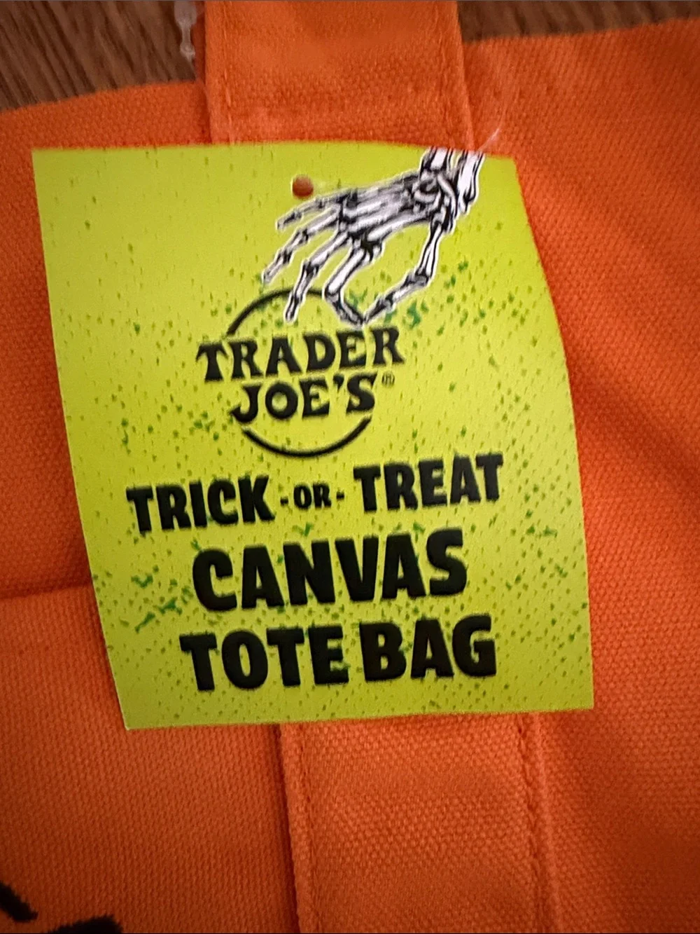 Trader Joe's Orange Canvas Tote Bag with Logo